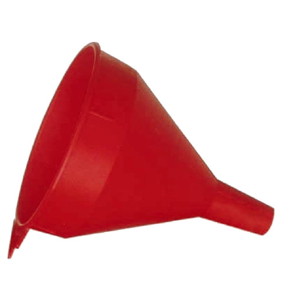 WirthCo 32002 Red Safety Funnel with Screen/Strainer Funnel for Oil, Fuel, Gas, and Automotive Large 2 Quart Capacity
