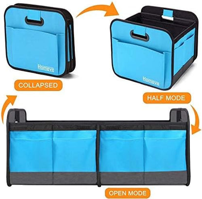 Homeve Car Trunk Organizer for SUV, 18.5Gal Large Capacity No-Sag Heavy Duty, Foldable Waterproof Anti-Slip Storage with 12 Pockets, Fit Sedan,Truck, Universal Car Accessories, Black, Large, 2 Compart
