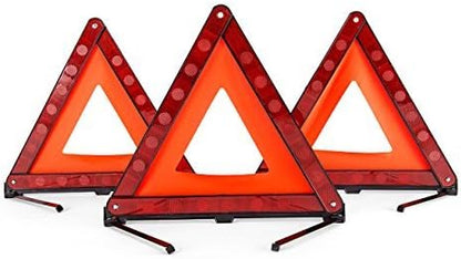 DEDC Warning Triangle, Foldable Safety Triangle, Triple Warning Kit, Warning Triangle Reflector, Roadside Hazard Sign, Triangle Symbol for Emergency with Storage Bag (3 Pack)