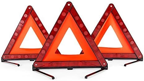DEDC Warning Triangle, Foldable Safety Triangle, Triple Warning Kit, Warning Triangle Reflector, Roadside Hazard Sign, Triangle Symbol for Emergency with Storage Bag (3 Pack)