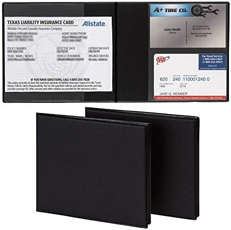Samsill 2 Pack Car Registration and Insurance Holder, 5.25" x 4.75" Black Glove Box Organizer, Perfect for Multiple Vehicles