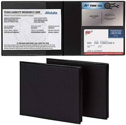 Samsill 2 Pack Car Registration and Insurance Holder, 5.25" x 4.75" Black Glove Box Organizer, Perfect for Multiple Vehicles