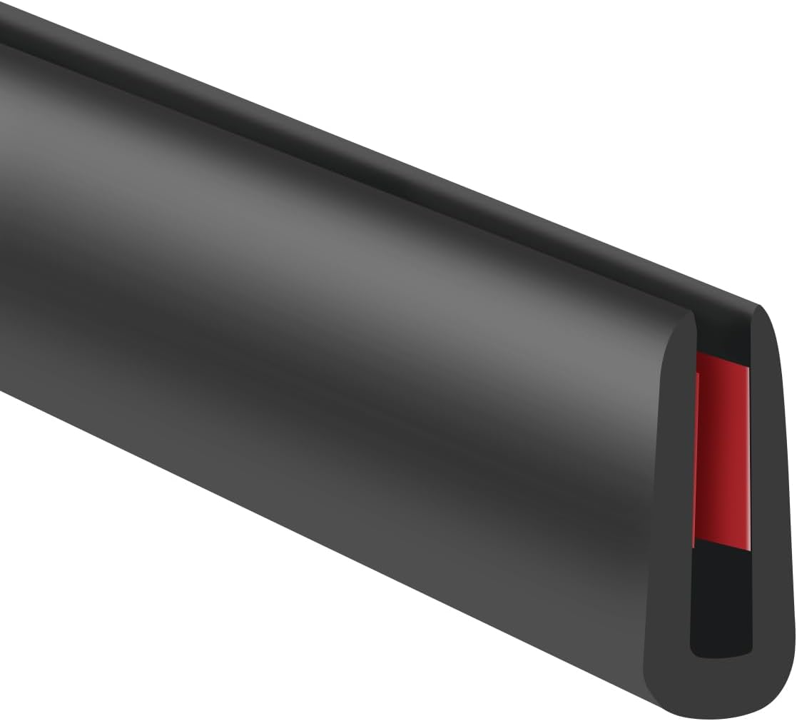 Rubber Edge Trim, 1/16" Self Adhesive Flexible U Channel Edge Protecter for Sheet Metal, Car Doors, U Shaped Sharp Edge Guards, Fit for 0-5/64" Wide Edge, Black Color, 10Ft, EPDM Material