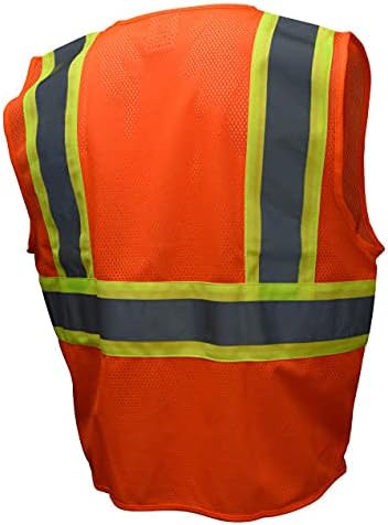 Radians SV22-2ZGM-L Polyester Mesh Economy Class 2 High Visibility Zipper Closure Vest with Two-Tone Trim, Large, Green