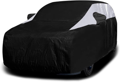 Titan Jet Black Poly 210T Car Cover for Sedans 186-202". Waterproof, UV Protection, Scratch Resistant, Driver-Side Zippered Opening. Fits Camry, Accord and More.