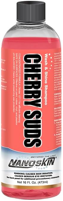 Nanoskin CHERRY SUDS Foaming Car Wash Concentrated Shampoo 5 Gallons for Foam Cannons, Foam Guns, Bucket Washes | Pressure Washer Safe, Cherry-Scented Soap | Ideal for Cars, Trucks, Motorcycles, RVs