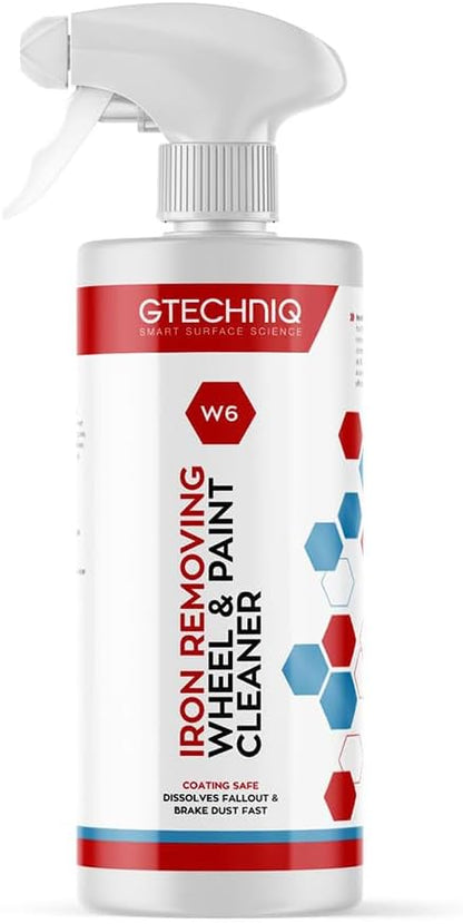 Gtechniq W6 Iron Removing Wheel & Paint Cleaner for Cars, Brake Dust Remover, Degreaser and Alloy Wheel Cleaner for Wheels, Rims and Paintwork, Safe on Coating - 500ml