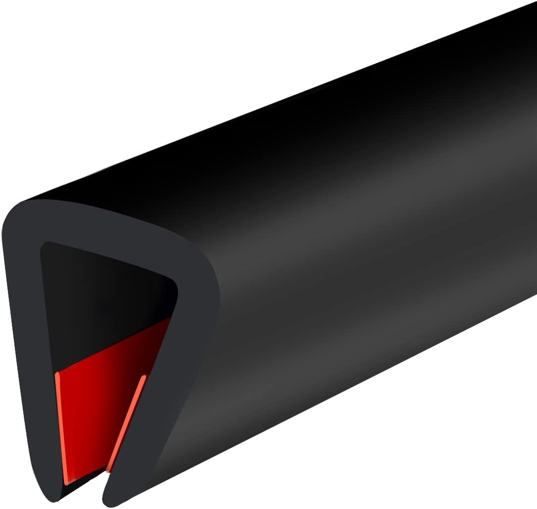 Rubber Edge Trim, Self-Adhesive Rubber Edge Trim, Edge Protector for Sheet Metal, EPDM Material, Fit 1/16"(1.0mm), Length 10Ft, Black Color, U Channel Edge Trim - Colors A