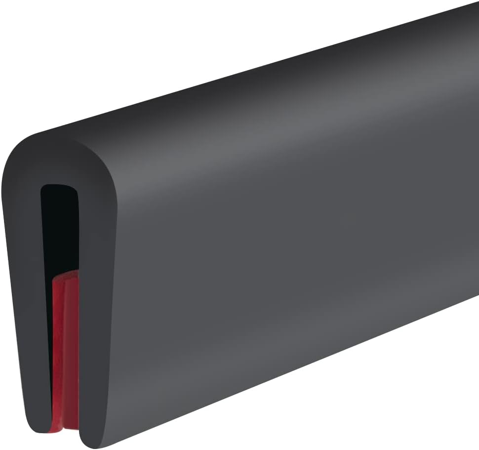 Rubber Edge Trim, Self-Adhesive Rubber Edge Trim, Edge Protector for Sheet Metal, EPDM Material, Fit 1/16"(1.0mm), Length 10Ft, Black Color, U Channel Edge Trim - Colors A