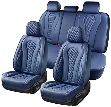 Coverado Seat Covers, Car Seat Covers Full Set, Black Car Seat Cover, Car Seat Covers Front Seats Back Seat Cover, Waterproof Car Seat Cushion, Leather Seat Covers Seat Protector Fit for Most Cars