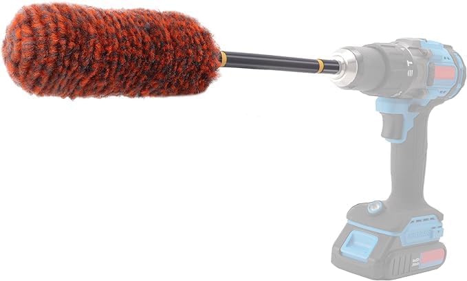 SPTA 1 Pc Soft Microfiber Extended Reach Rim Drill Wheel Brush,Microfibre Wheel Brush with 1 adddtional Drill Adapter for Electric Drill -BRFCD51