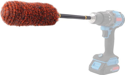 SPTA 1 Pc Soft Microfiber Extended Reach Rim Drill Wheel Brush,Microfibre Wheel Brush with 1 adddtional Drill Adapter for Electric Drill -BRFCD51