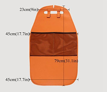 HCMAX 2 Pack Kick Mat Car Seat Back Protector Waterproof Easy to Clean Multifunctional Organizer Storage Bag Travel Accessory PU Leather Black