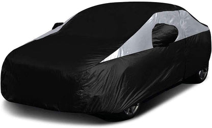 Titan Jet Black Poly 210T Car Cover for Sedans 186-202". Waterproof, UV Protection, Scratch Resistant, Driver-Side Zippered Opening. Fits Camry, Accord and More.