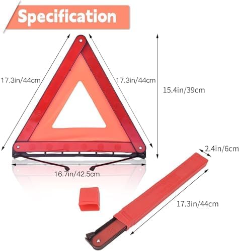 DEDC Warning Triangle, Foldable Safety Triangle, Triple Warning Kit, Warning Triangle Reflector, Roadside Hazard Sign, Triangle Symbol for Emergency with Storage Bag (3 Pack)