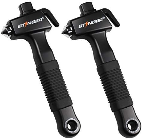 Stinger Super Duty Car Emergency Escape Tool, Hardened Carbon Steel Vehicle Safety Hammer, Spring Loaded Window Breaker, Razor Sharp Seat Belt Cutter, Auto Accident Life-Saving Rescue Tool (Orange)