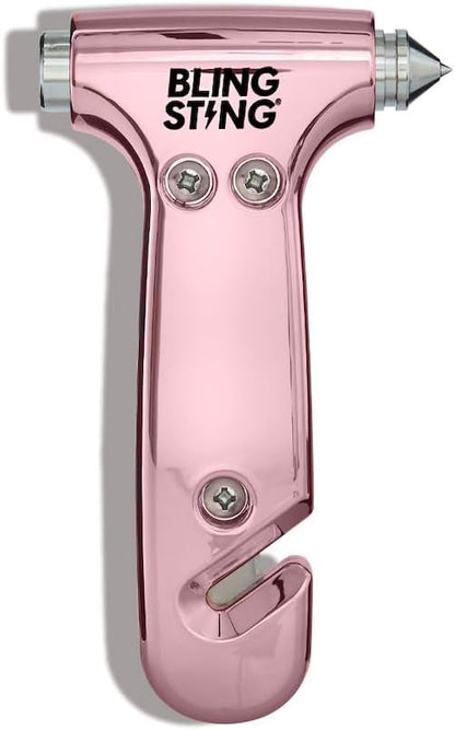 BLINGSTING Safety Hammer - Emergency Automotive Escape Tool with Window Breaker, Seat Belt Cutter & Adjustable Car Visor Strap - Tempered Glass Breaker - Steel Blade - Rose Gold (1 Count)