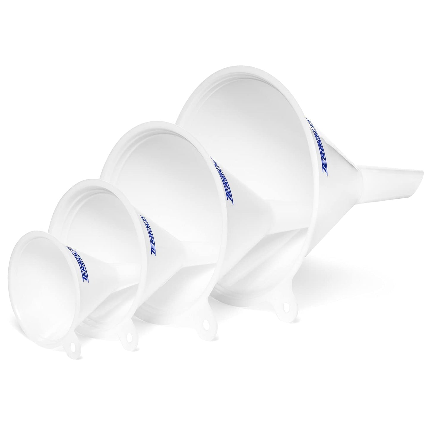 4pc Funnel Nesting Set in BPA Free Plastic for Kitchen Cooking, Car Oil, Home, or Lab Use (Black)