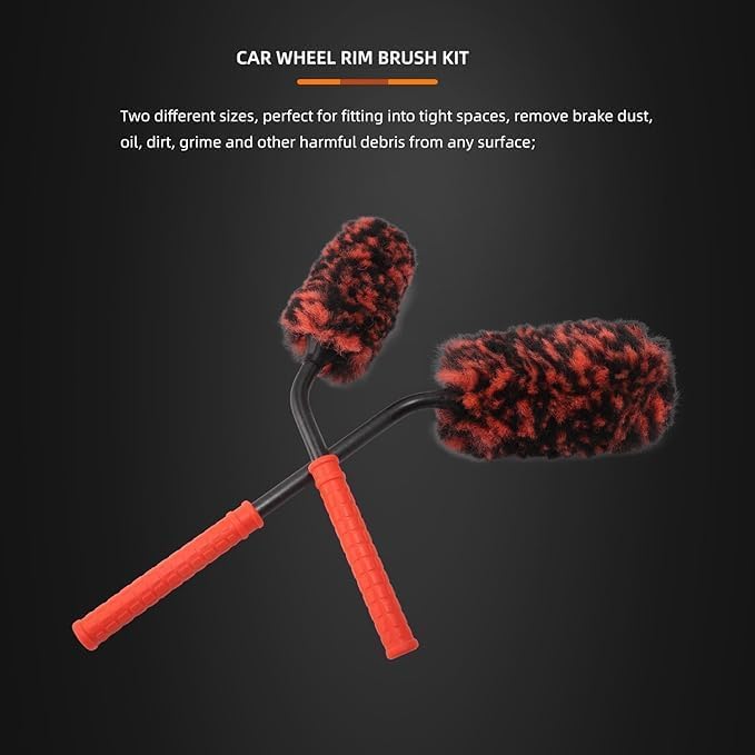 SPTA Rim Cleaner Brush, 3 Pcs Synthetic Ultimate Wheel Brush Set, Flat Spoke Wheel Cleaning Brush, Car Wheel Brush, Brush for Cleaning Wheels, Safe for Cars, Trucks, SUVs, RVs, Motorcycles & More