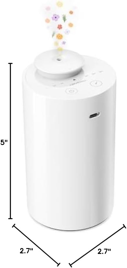 Airversa Waterless Diffuser for Essential Oil, Car Diffsuer, Battery Operated Nebulizer, 0.7 Fl Oz/ 20mL, Mini Scent Air Machine, 3 Timers & 3 Mist Levels for Home, Room, Car, Office - AN6 Black
