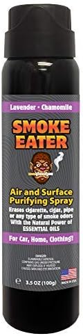 Smoke Eater Cigarette, Cigar, Cannabis & Tobacco Odor Eliminator Spray & Air Freshener for Car, Home, Clothes — Lavender, 4 oz Travel Size — Tea Tree Oil Formula, Non-Aerosol Pump Spray