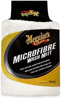 Meguiar's X3002 Microfiber Wash Mitt, Car Wash Mitt for DIY Drivers & Detailers—Designed for Scratch-Free Washing; Use On Exterior Paint and Clear Coat On Cars, Trucks & Suvs