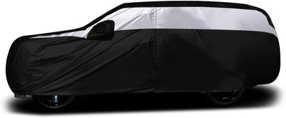 Titan Jet Black Poly 210T Car Cover for Sedans 186-202". Waterproof, UV Protection, Scratch Resistant, Driver-Side Zippered Opening. Fits Camry, Accord and More.