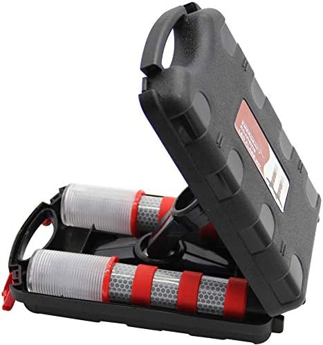 Twinkle Star LED Safety Strobe Road Warning Light, Set of 4 | Emergency Roadside Flares Kit, Highway Beacon Alert Flare, Magnetic Base, Detachable Stand, Solid Storage Case
