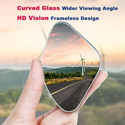 Upgrade HD Glass Wide Angle Blind Spot Mirror, Frameless 360 Adjustable Convex Rear View Mirror for Cars, Trucks and SUV - Big Fan Shaped 2pcs