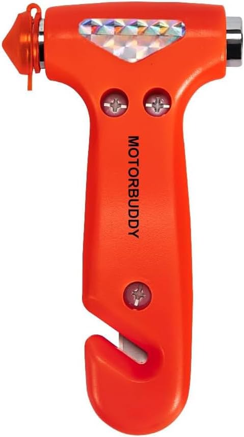 MOTORBUDDY 2-Pack Car Safety Hammer Seatbelt Cutter, Auto Emergency Escape Hammer with Window Glass Breaker and Seat Belt Cutter, Striking Red Escape Tool for Car Accidents