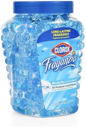 Clorox Fraganzia Crystal Beads Air Freshener, Long Lasting Room Deodorizer and Odor Eliminator Gel Beads to Freshen Home, Car, or Office, Fresh Ocean Breeze Scent, 12 Fl Oz