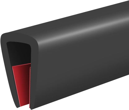Rubber Edge Trim, Self-Adhesive Rubber Edge Trim, Edge Protector for Sheet Metal, EPDM Material, Fit 1/16"(1.0mm), Length 10Ft, Black Color, U Channel Edge Trim - Colors A