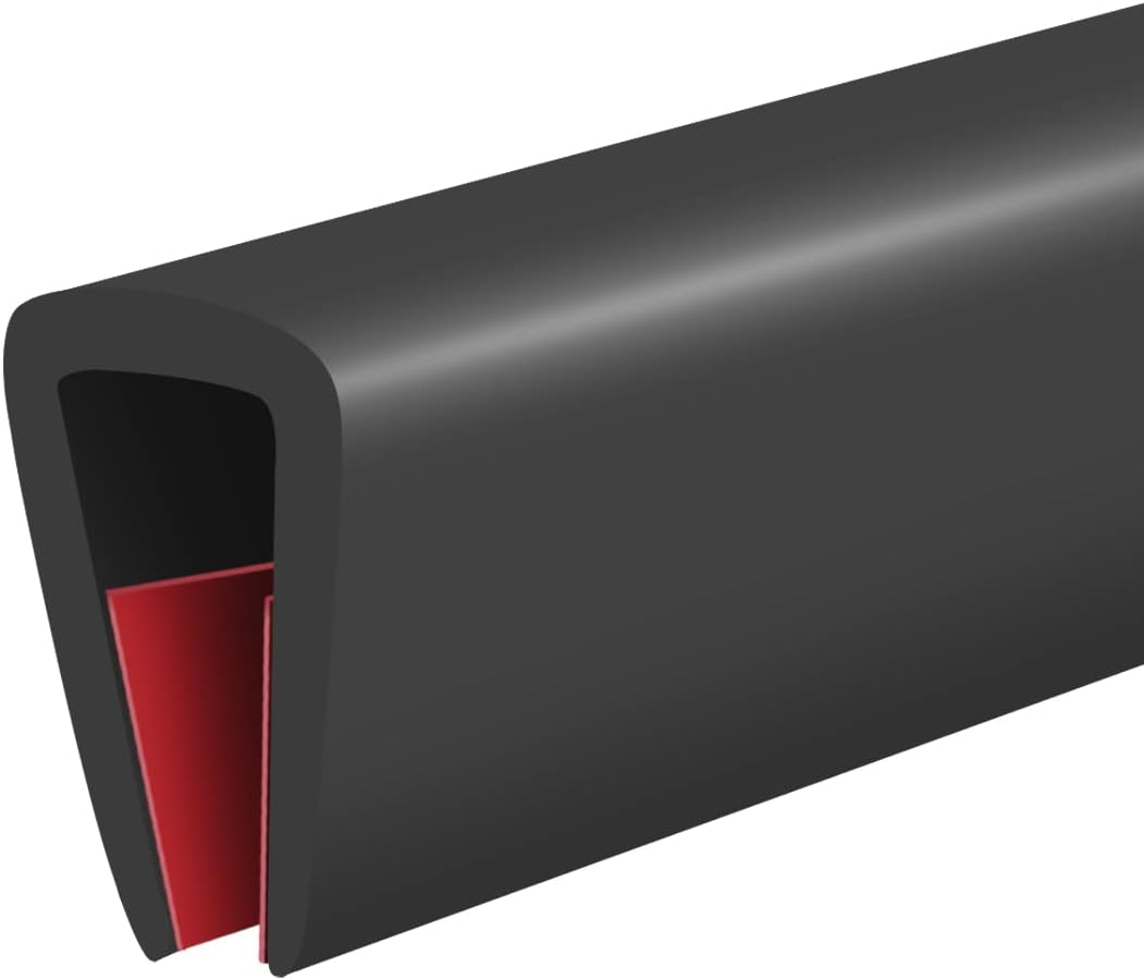 Rubber Edge Trim, Self-Adhesive Rubber Edge Trim, Edge Protector for Sheet Metal, EPDM Material, Fit 1/16"(1.0mm), Length 10Ft, Black Color, U Channel Edge Trim - Colors B