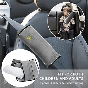 Gray Seat Belt Pillow for Kids 2PC, Seatbelt Pillow for Child Travel, Seat Belt Pillow for Toddler Head Protector, Shoulder Pad for Car Safety Seatbelt, Car Sleeping Seat Belt Pillow Support