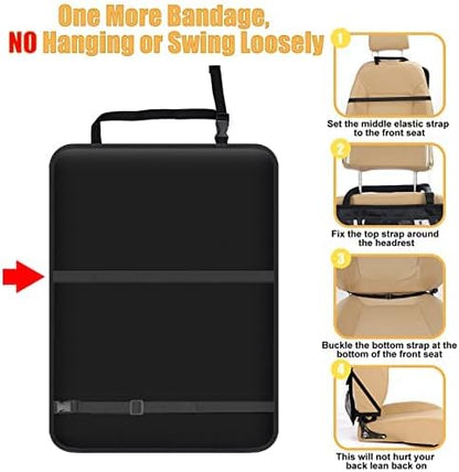 Meolsaek Kick Mats Back Seat Protector, Waterproof Oxford Seat Back Protector, Car Seat Back Protector for Kids, Back of Seat Protector for Kids Feet Car Seat (Black A -1pc)