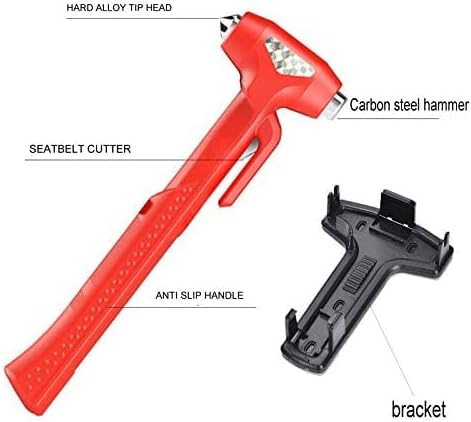Premium Car Glass Breaker with Seat Belt Cutter - Automotive Safety Hammer - Emergecy Escape Tool, Car Autoaccessory Metal Window Hammer, Vehicle Hard Aluminium Alloy Head Design(Silver)