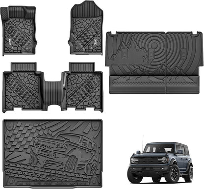 Floor Mats & Cargo Liner & Back Seat Cover for 2021-2026 Bronco 4 Door - Colors B