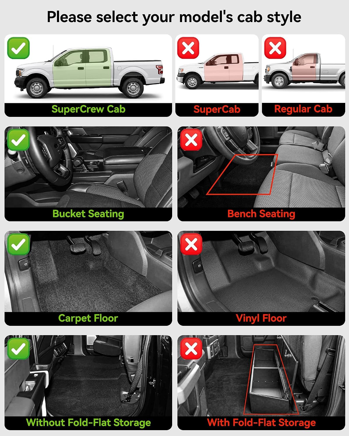 Floor Mats & Cargo Liner & Back Seat Cover for 2021-2026 Bronco 4 Door - Colors B