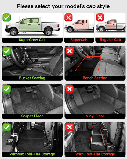 Floor Mats & Cargo Liner & Back Seat Cover for 2021-2026 Bronco 4 Door - Colors B
