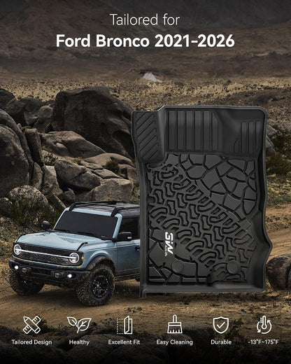 Floor Mats & Cargo Liner & Back Seat Cover for 2021-2026 Bronco 4 Door - Colors B