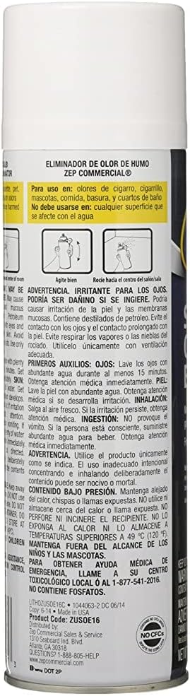 Zep Smoke Odor Eliminator Aerosol, Clear, 16 oz (Pack of 4) ZUSOE16 - Eliminate Cannabis (Marijuana) and Tobacco Odors