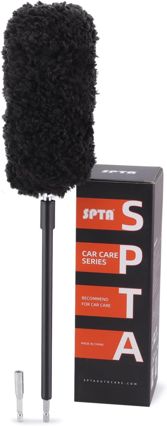 Drill Wheel Brush, Drill Microfiber Wheel Brush, SPTA 1 Pc Soft Microfiber Extended Reach Rim Drill Wheel Brush,with 1 adddtional Drill Adapter for Electric Drill -DF068