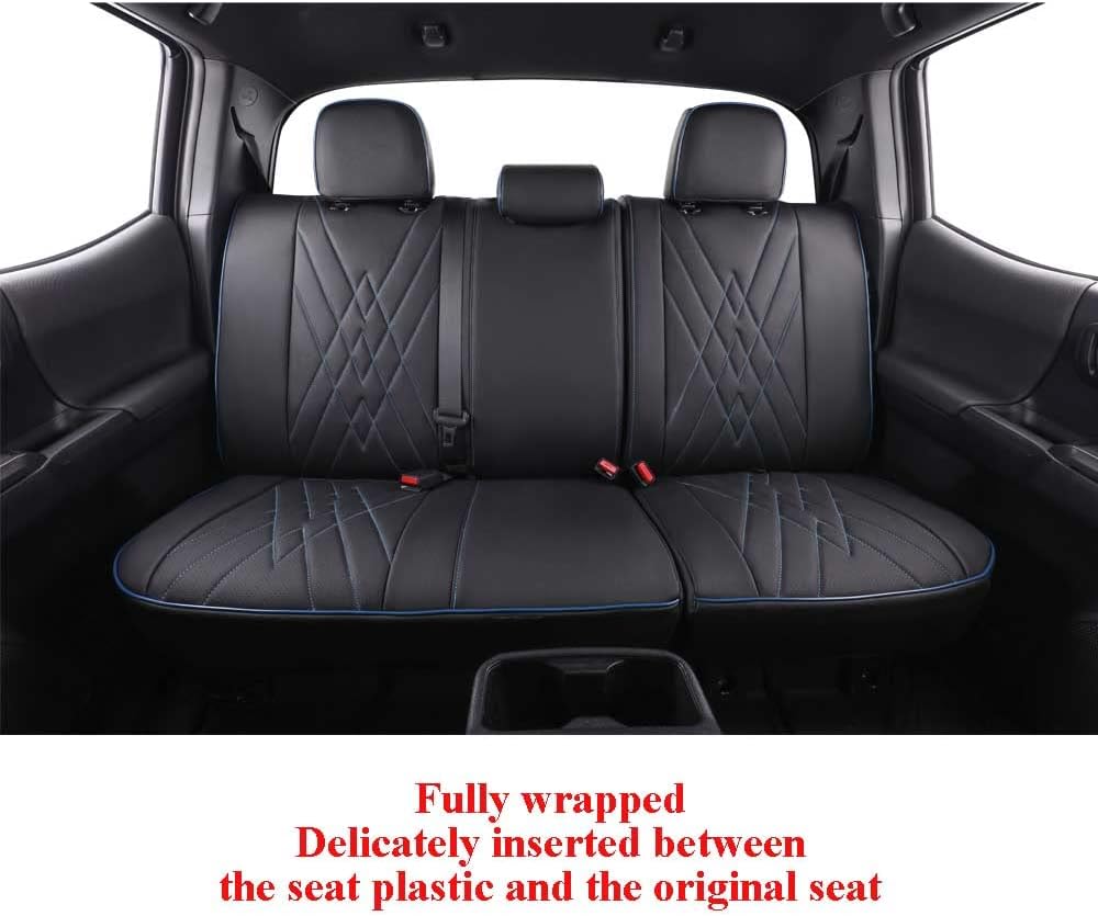 EKR Tacoma Car Seat Covers Custom Fit for Toyota Tacoma (Petrol) 2024 2025 2026 DoubleCab/CrewCab SR/SR5/TRD Sport/TRD Off-Road/Limited -Truck Seat Covers Full Set,Faux Leather(Black)