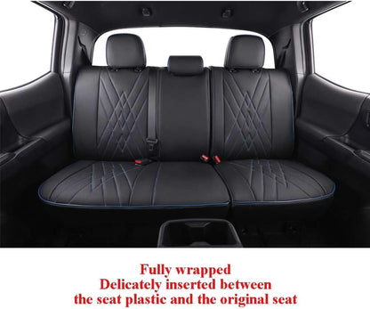 EKR Tacoma Car Seat Covers Custom Fit for Toyota Tacoma (Petrol) 2024 2025 2026 DoubleCab/CrewCab SR/SR5/TRD Sport/TRD Off-Road/Limited -Truck Seat Covers Full Set,Faux Leather(Black)
