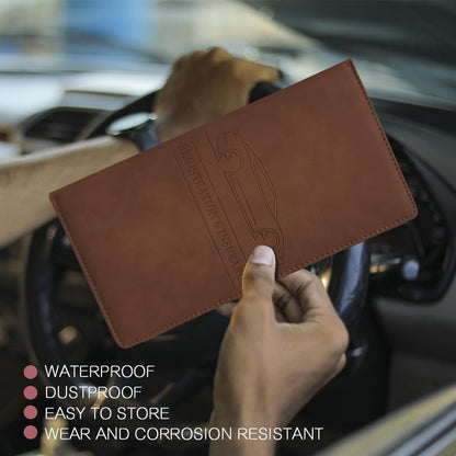 Car Registration and Insurance Holder, Registration and Insurance Card Holder, Auto Glove Box Organizer with Magnetic Shut, PU Leather Automobile Documents Wallet for Cards (Dark Green)
