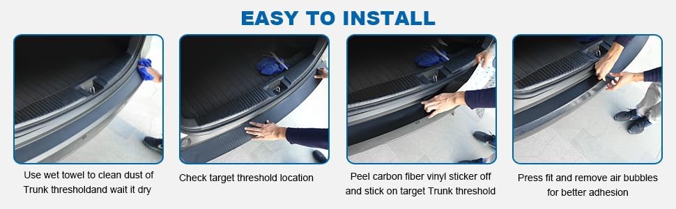 Soft & Bendable Rear Bumper Guard Protector 37.4" x 2.56" - Carbon Fiber Leather Anti-Scratch Strip for SUV/Trunk | Flexible But NOT Stretchable | Trim to Fit