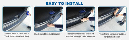 Soft & Bendable Rear Bumper Guard Protector 37.4" x 2.56" - Carbon Fiber Leather Anti-Scratch Strip for SUV/Trunk | Flexible But NOT Stretchable | Trim to Fit