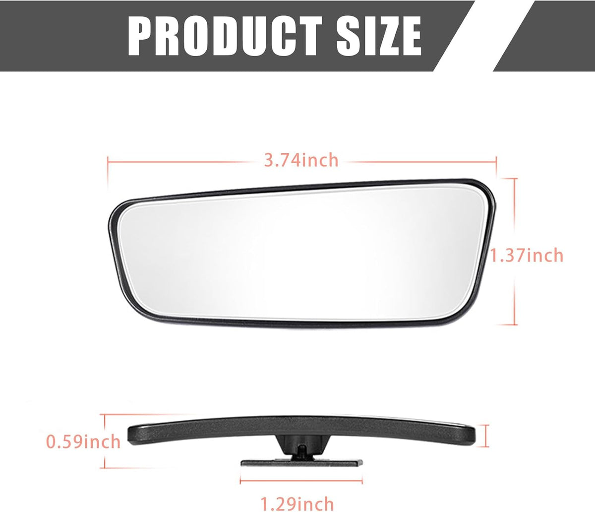 2-Pack Car Blind Spot Mirror, 3.7" x 1.4" Curved Wideangle, High-Definition Glass Adjustable Anti-Glare, Universal Car Side Mirror (Black)