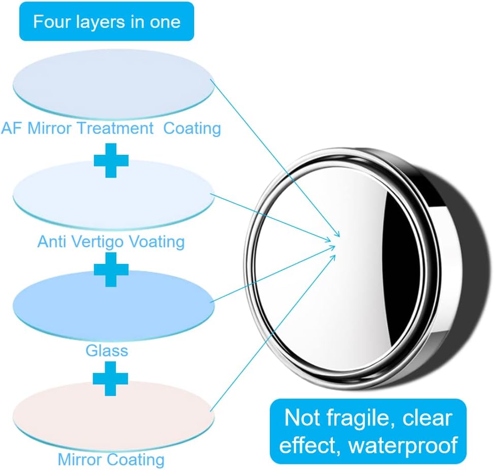 OBTANIM 4 Pack Blind Spot Mirror 2 Inch Angle Adjustable HD Glass Round Car Side Rear View Convex Mirror Accessories with Frame for Car SUV Trucks Motorcycles
