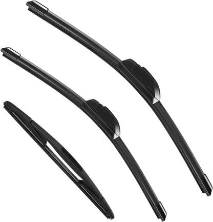 3 Pack Windshield Wiper Blades Compatible with Mazda CX-5 2017-2025 and CX-9 2016-2023, Front and Rear, 24" 18" 14" - Colors B